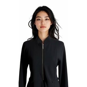 Juffrouw Jansen Amsterdam Women's Large Black Tuxedo Tail  Blazer‎ Jacket Zip Up